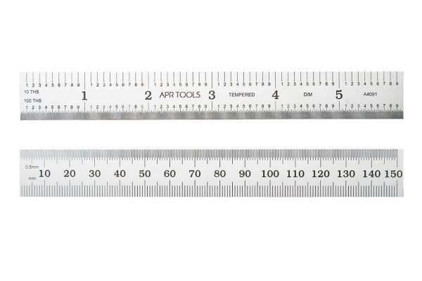 6" / 150mm Dec-Metric APR Rigid Rule Satin